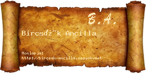 Bircsák Ancilla névjegykártya